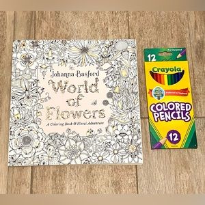NWT -World of Flowers: A Coloring Book and Floral Adventure - by Johanna Basford